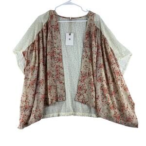 Look by M New York Chiffon Lace Cardigan Women's Free Size Floral Boho Cottage